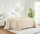 Waffle Weave Honeycomb Knit Soft Solid Textured Cotton Blanket